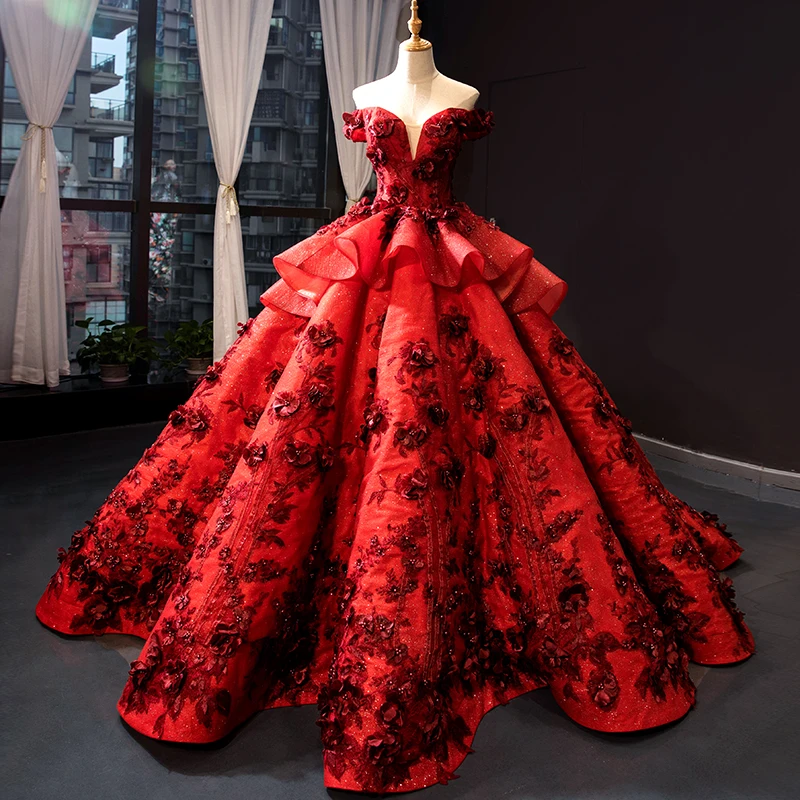 Princess Red Quinceanera Dresses Lace Appliques Off the Shoulder Charro Sweet 16 Dress vestidos de 15 años
Princess Red Quinceanera Dresses Lace Appliques Off the Shoulder Charro Sweet 16 Dress vestidos de 15 años