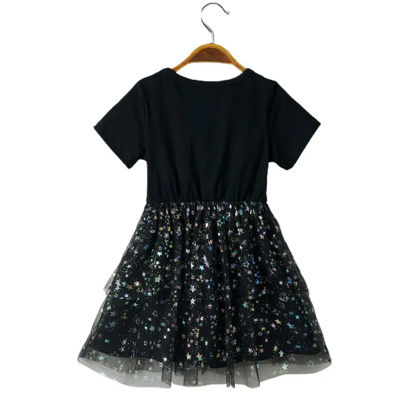 Kids Girls Short Sleeve Dress Summer Black Letter Printed Cotton Top Stitched Multi Layer Mesh Skirts Fashion Casual Skirt
Kids Girls Short Sleeve Dress Summer Black Letter Printed Cotton Top Stitched Multi Layer Mesh Skirts Fashion Casual Skirt