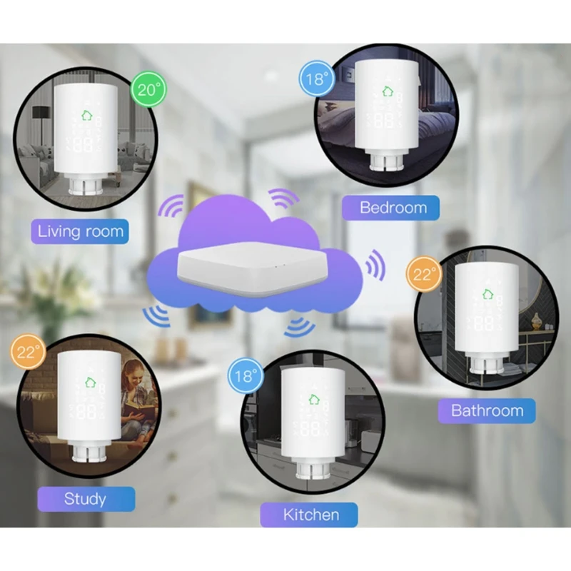 TUYA Zigbee3.0 Wifi TRV Thermostat Thermostatic Radiator Actuator Voice Control U4LA
TUYA Zigbee3.0 Wifi TRV Thermostat Thermostatic Radiator Actuator Voice Control U4LA