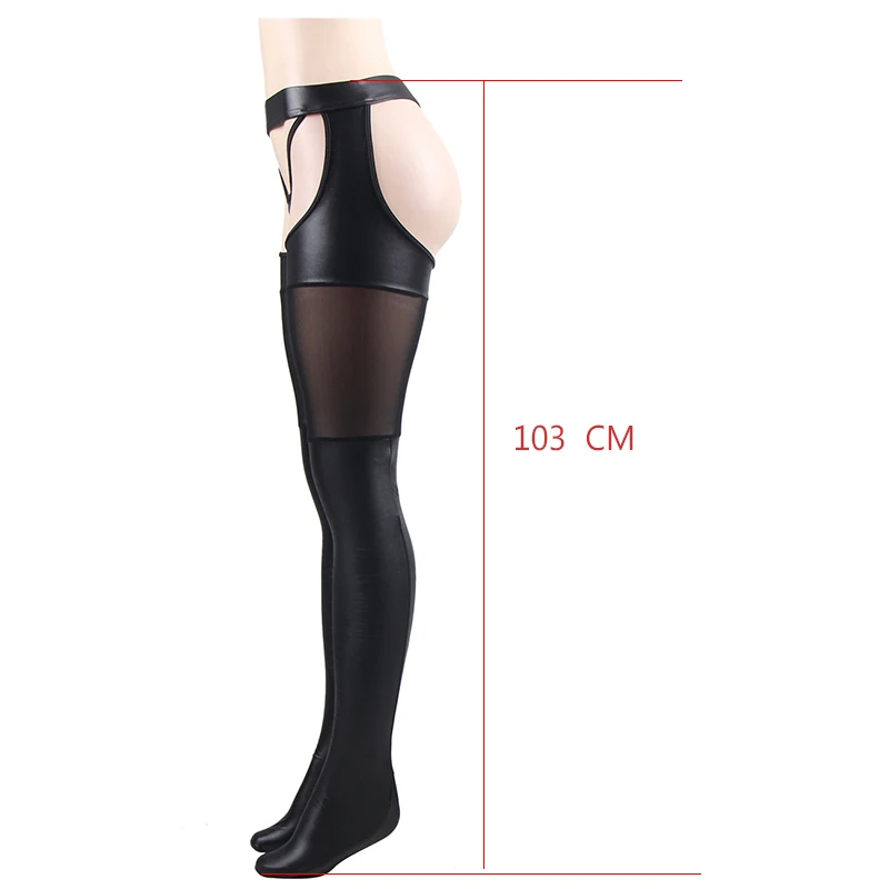 

1Pair Women's Sexy Stocking Thigh High Stockings Nets For Female Stockings Black Red Dropship Faux Leather Stockings R80565