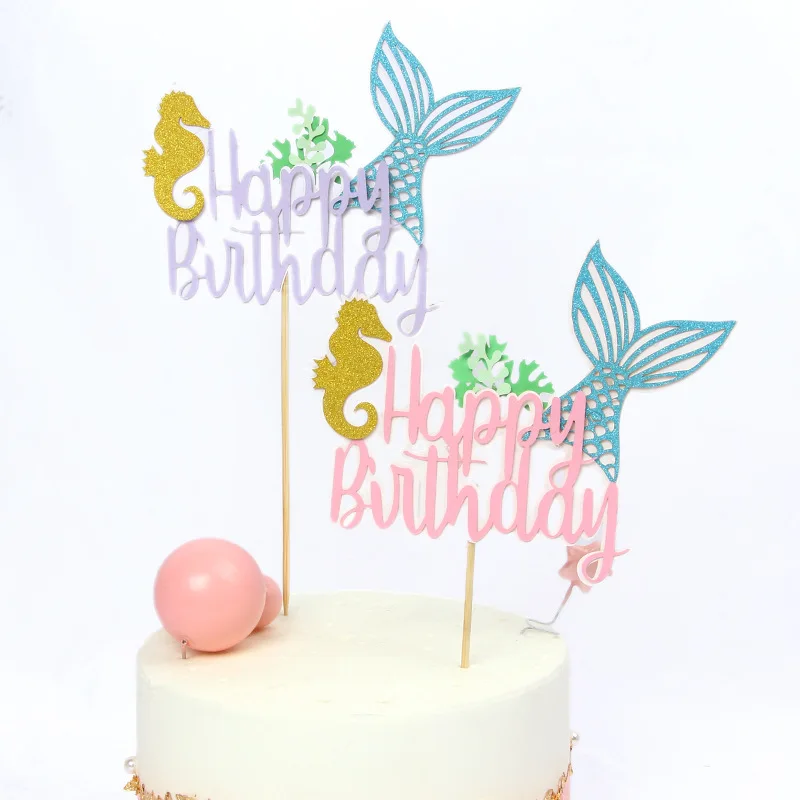 Glitter Happy Birthday Mermaid Tail Cake Toppers Cake Insert Picks Shiny Sea Series Cupcake Topper for Birthday Party Decoration
Glitter Happy Birthday Mermaid Tail Cake Toppers Cake Insert Picks Shiny Sea Series Cupcake Topper for Birthday Party Decoration