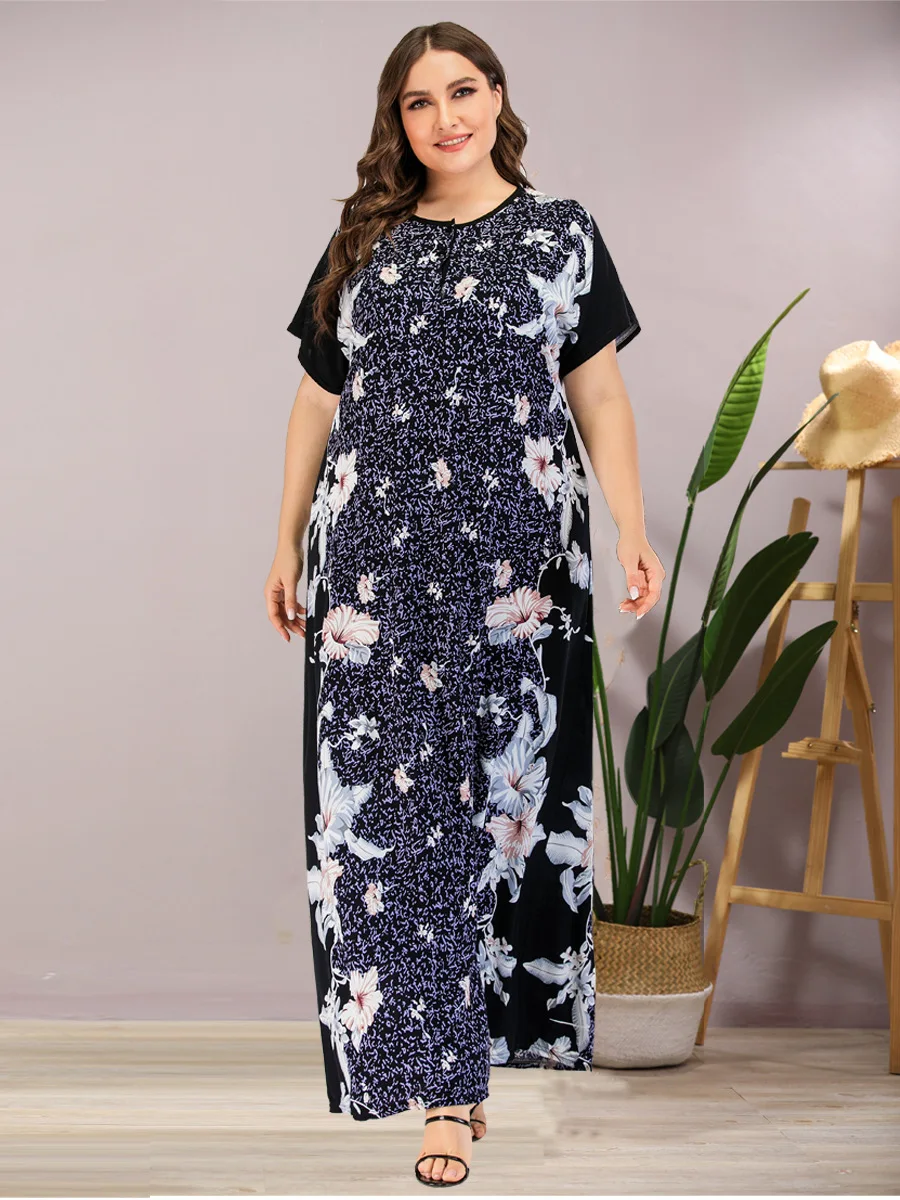 Women Fashion Long Dress O Neck Short Sleeve Loose Casual Comfortable Office Lady Print Floral Vestido De Mujer Feminino Summer
Women Fashion Long Dress O Neck Short Sleeve Loose Casual Comfortable Office Lady Print Floral Vestido De Mujer Feminino Summer
