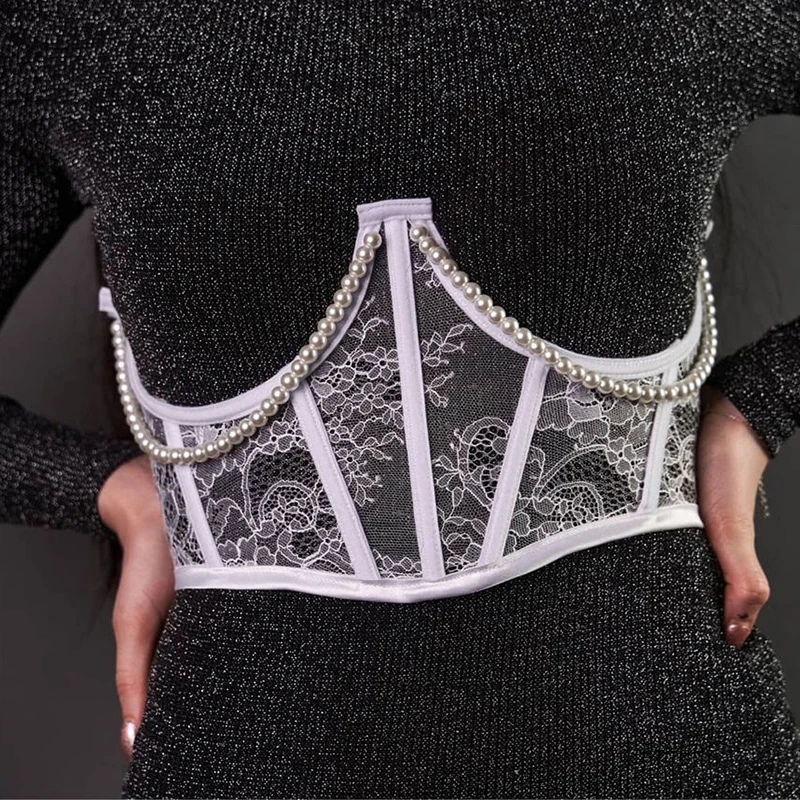Hbenna Women's Belt Pearl Chain Belt Corsets Women Fashion Sexy Asymmetry Patchwork Lace Sexy Belt Backless Laceup Wide Belt
Hbenna Women's Belt Pearl Chain Belt Corsets Women Fashion Sexy Asymmetry Patchwork Lace Sexy Belt Backless Laceup Wide Belt