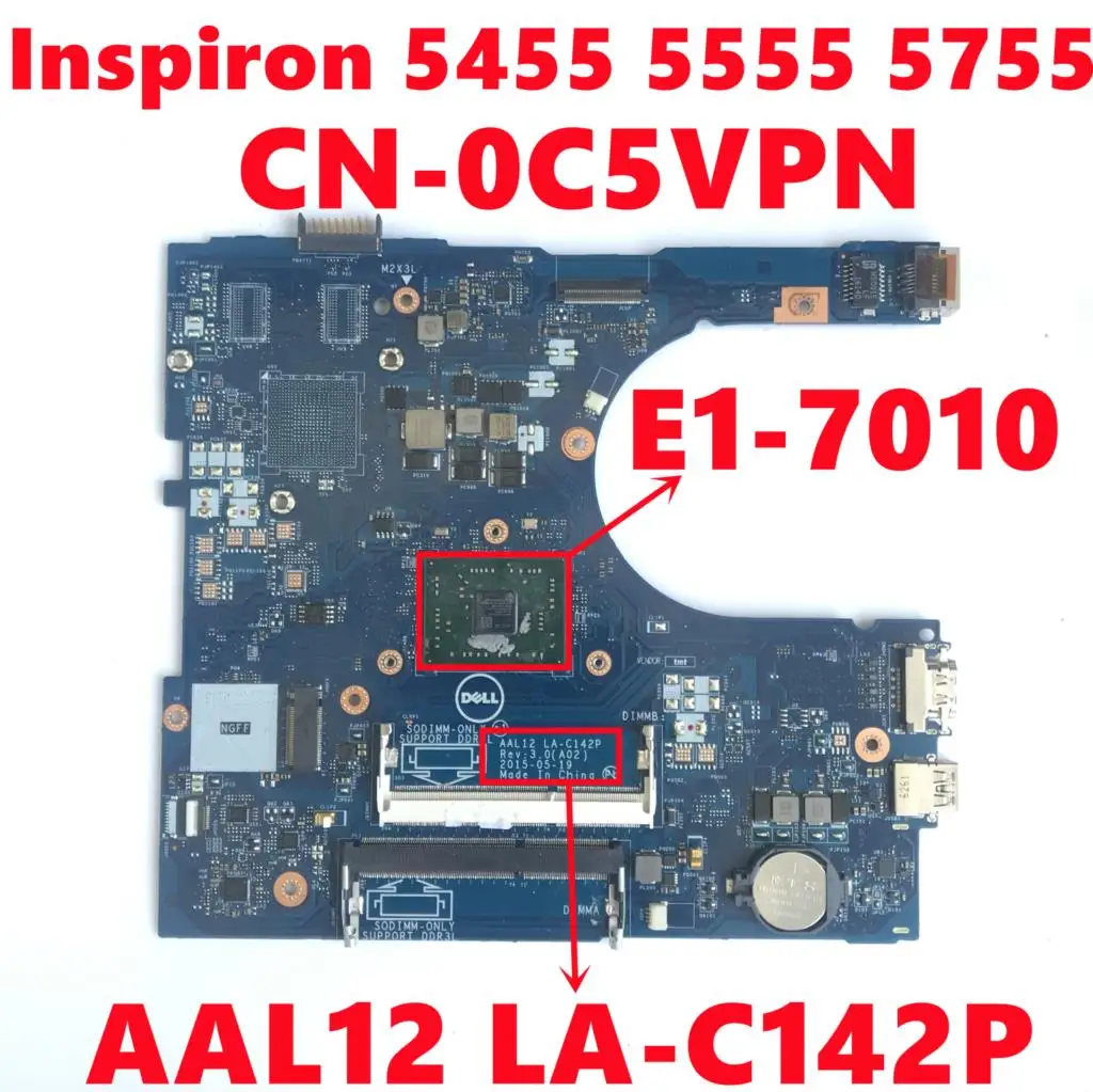 Фонарь 0C5VPN C5VPN для Dell Inspiron 5455 5555 5755 Материнская плата ноутбука, Фонарь 12, с процессором E1-7010, полностью протестирован, ОК
Фонарь 0C5VPN C5VPN для Dell Inspiron 5455 5555 5755 Материнская плата ноутбука, Фонарь 12, с процессором E1-7010, полностью протестирован, ОК