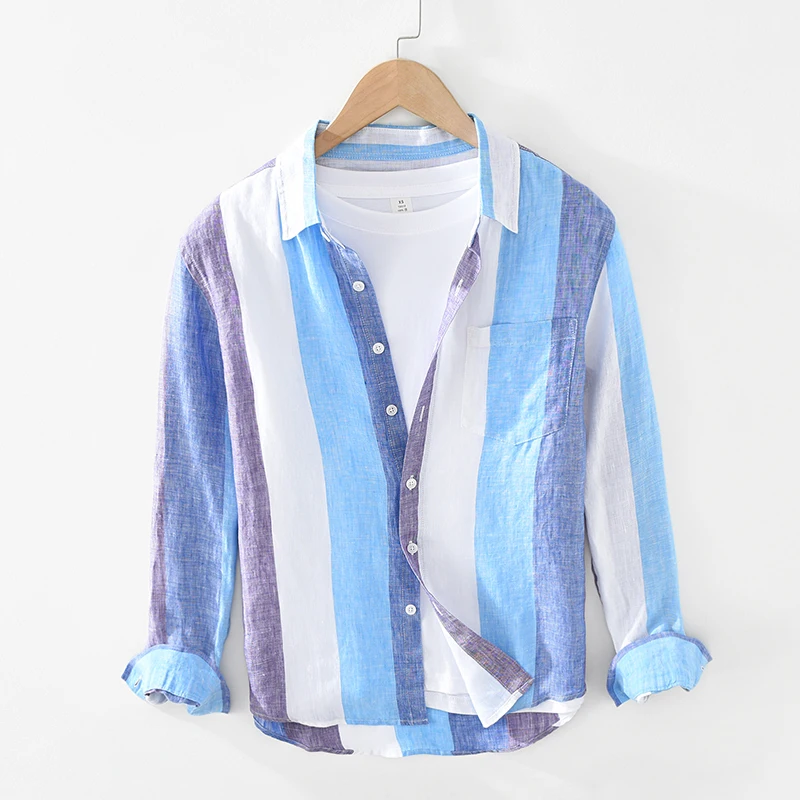 New design long sleeve striped 100% linen shirts men trendy comfortable shirt men chemise camisa tops mens clothes
New design long sleeve striped 100% linen shirts men trendy comfortable shirt men chemise camisa tops mens clothes