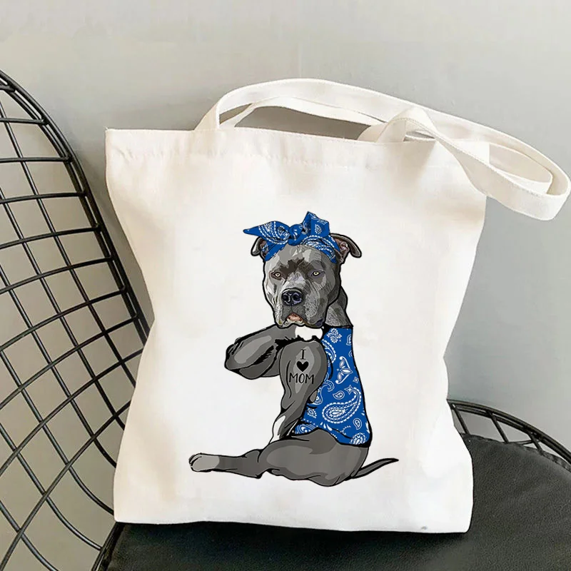 2021 Fashion Shopper blue Bandanas Pit Bull I LOVE MOM Printed Tote Bag women shopper girl Shoulder shopping Lady Canvas Bag
2021 Fashion Shopper blue Bandanas Pit Bull I LOVE MOM Printed Tote Bag women shopper girl Shoulder shopping Lady Canvas Bag