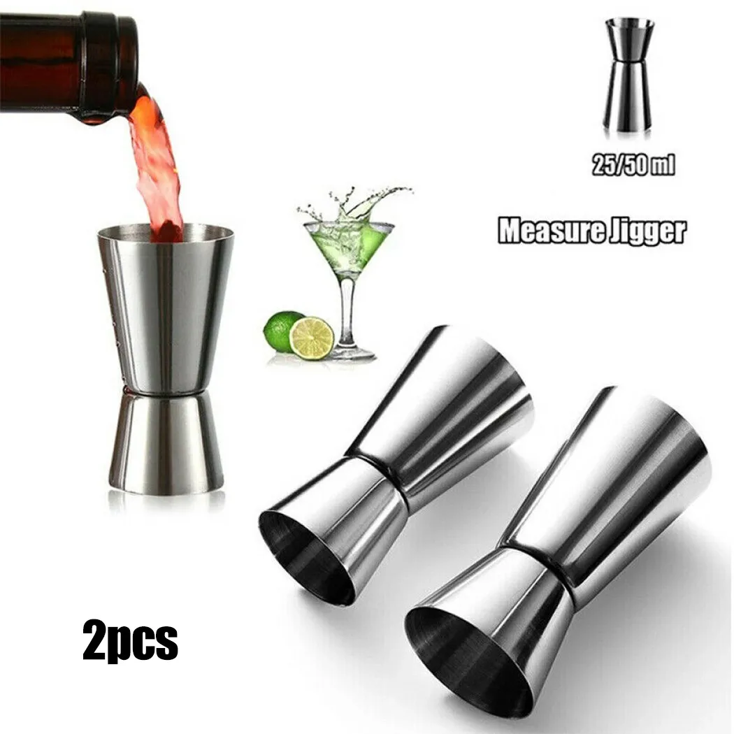 2PCS 25/50ML Steel Jigger Single Double Shot Drink Spirit Measure Cocktail Measure Cocktail Shaker Bar Kitchen Accessories
2PCS 25/50ML Steel Jigger Single Double Shot Drink Spirit Measure Cocktail Measure Cocktail Shaker Bar Kitchen Accessories
