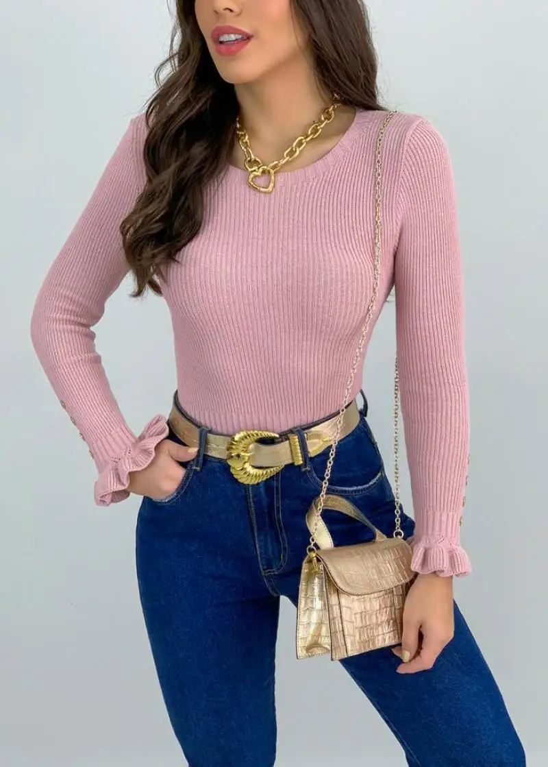 Women's Tops Spring Autumn Solid Color T-Shirts Patchwork Button O-Neck Long Sleeve T Shirt Woman Clothing 2021 Casual Slim Top
Women's Tops Spring Autumn Solid Color T-Shirts Patchwork Button O-Neck Long Sleeve T Shirt Woman Clothing 2021 Casual Slim Top