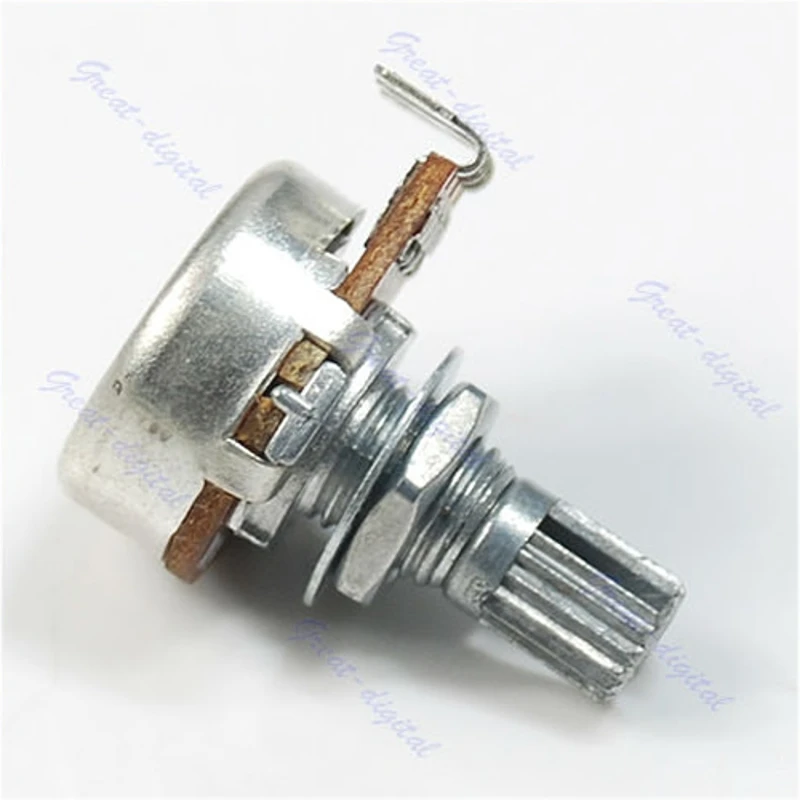 

A500K Potentiometer Splined Pot Electric Guitar Bass Effect Amp Tone Volume 15mm Shaft Parts Y4UB