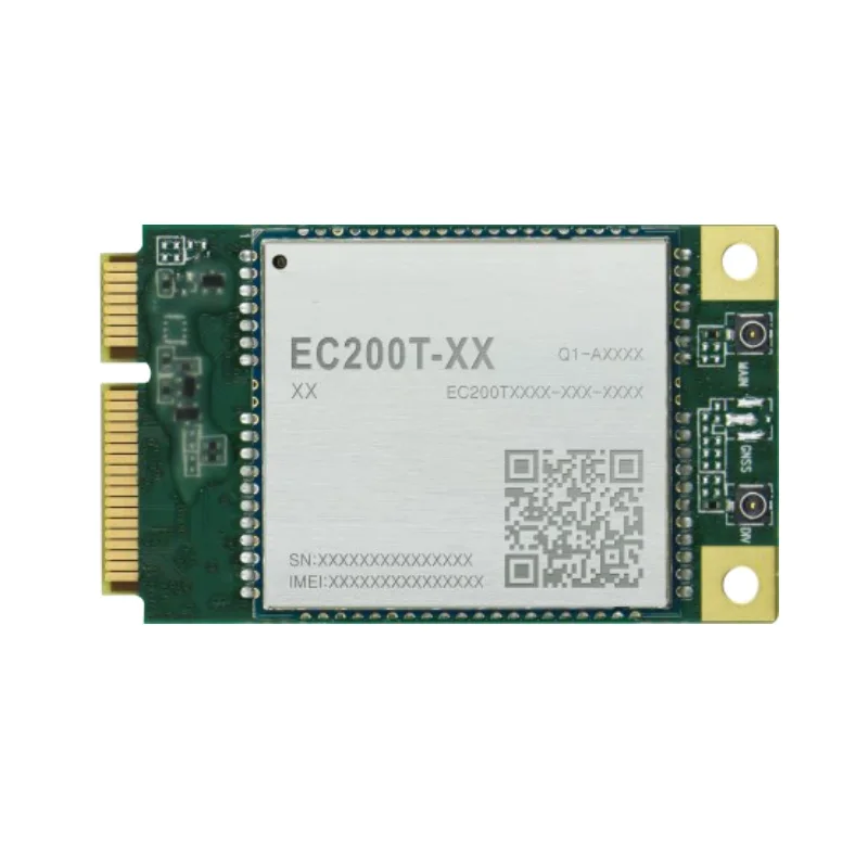 EC200T Series LTE Cat 4 Module EC200T-EU Mini PCIe Modules for M2M and IoT applications UMTS/HSPA(+) GSM/GPRS/EDGE coverage
EC200T Series LTE Cat 4 Module EC200T-EU Mini PCIe Modules for M2M and IoT applications UMTS/HSPA(+) GSM/GPRS/EDGE coverage