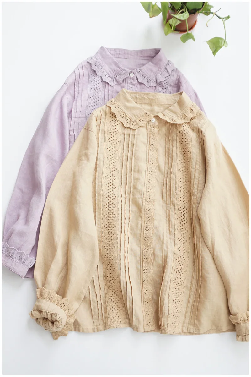 Mori series linen Shirt Top Women solid embroidery shirt loose long sleeve top female
Mori series linen Shirt Top Women solid embroidery shirt loose long sleeve top female
