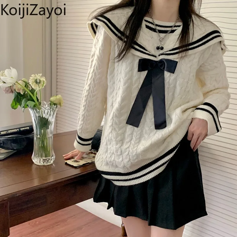Koijizayoi Sweet Women Prepply Style Sweater Sailor Collar Japan Style Loose Pullovers Students Bow Casual Sweet Jumpers Warm
Koijizayoi Sweet Women Prepply Style Sweater Sailor Collar Japan Style Loose Pullovers Students Bow Casual Sweet Jumpers Warm
