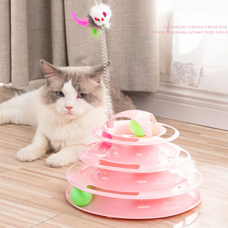 3/4 Levels Pet Cat Toy Tower Training Amusement Plate Kitten Tower Tracks Disc Cat Intelligence Triple Tumbler Pet Toys Supplies
3/4 Levels Pet Cat Toy Tower Training Amusement Plate Kitten Tower Tracks Disc Cat Intelligence Triple Tumbler Pet Toys Supplies