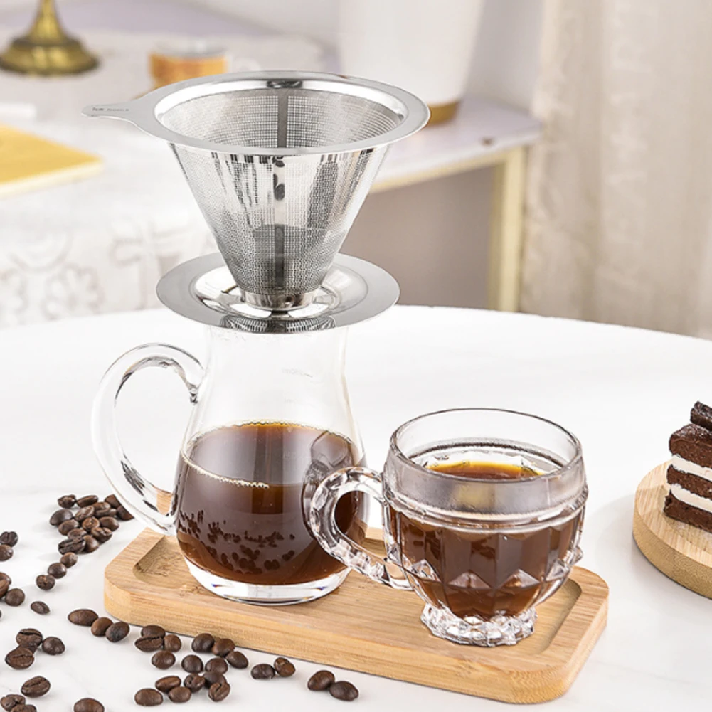 

3 шт. ручной фильтр для кофе из нержавеющей стали, двухслойный фильтр для кофе, латте, капучино, мокко, домашняя кухонная посуда для кофе