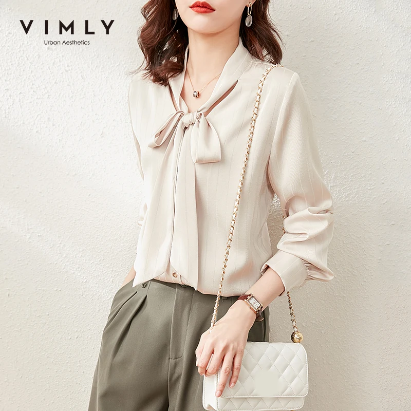 VIMLY Women Shirts Office Lady Elegant Bow Full Sleeve Solid Button up Shirt Spring Clothes Chiffon Blouse Female Tops F6280
VIMLY Women Shirts Office Lady Elegant Bow Full Sleeve Solid Button up Shirt Spring Clothes Chiffon Blouse Female Tops F6280