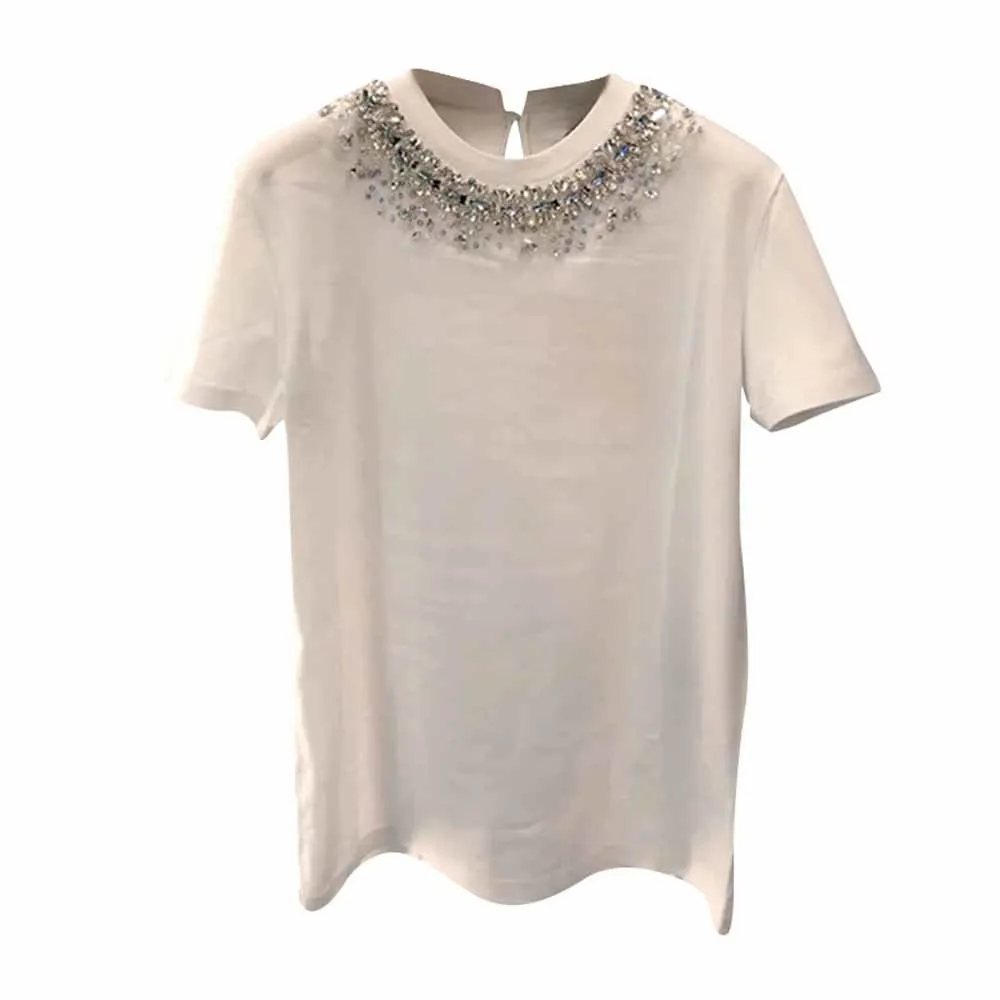 Female Summer New Luxury Brand Designs T-Shirt Women Fashion Diamonds Short Sleeve Tees Tshirts Cotton O-Neck White Sweet Tops
Female Summer New Luxury Brand Designs T-Shirt Women Fashion Diamonds Short Sleeve Tees Tshirts Cotton O-Neck White Sweet Tops