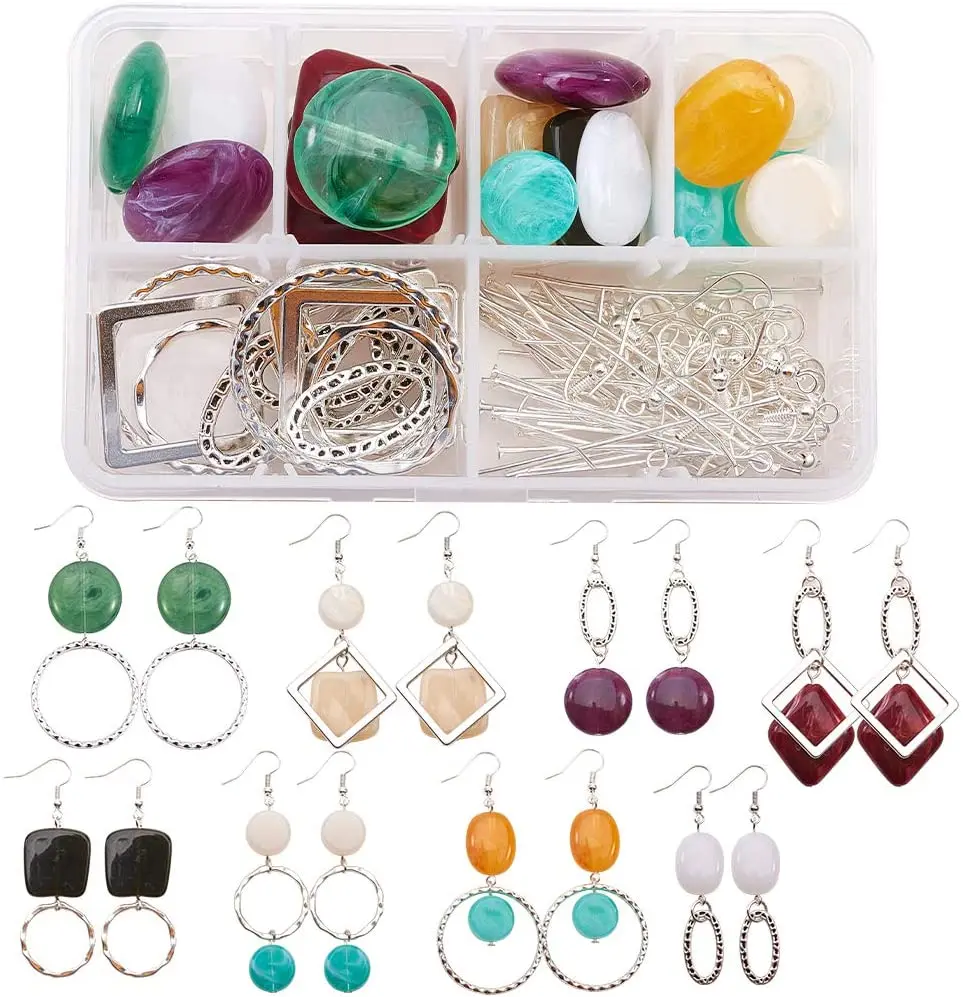 8 Pairs Earring Making Kit with Imitation Gemstone Acrylic Beads,Alloy Linking Rings, Iron Jump Rings and Brass Earring Hooks
8 Pairs Earring Making Kit with Imitation Gemstone Acrylic Beads,Alloy Linking Rings, Iron Jump Rings and Brass Earring Hooks