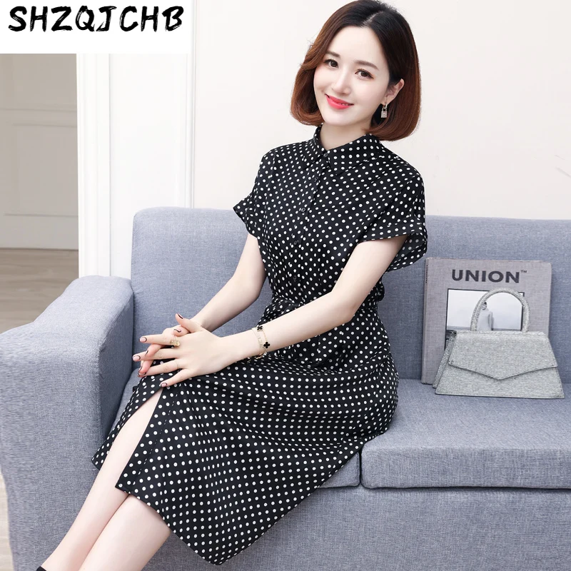 SHZQ Silk Dress Women's Summer New Wave Dot Print Medium Length Temperament Waist Closed Mulberry Silk Skirt
SHZQ Silk Dress Women's Summer New Wave Dot Print Medium Length Temperament Waist Closed Mulberry Silk Skirt