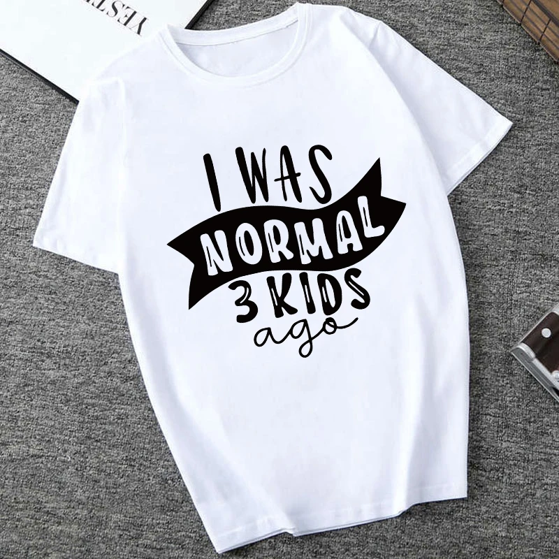 

Женская одежда, Забавные футболки с надписью «Мама, жена», феминистские женские топы «Я была нормальной», футболка с принтом букв «3 ребенка...