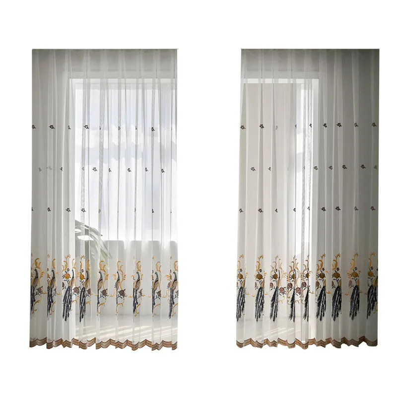 Luxury Embroidered Peacocks Curtain Window Screen Tulle Curtain for Living Room European Kitchen Decoration Sheer Panel JK240D
Luxury Embroidered Peacocks Curtain Window Screen Tulle Curtain for Living Room European Kitchen Decoration Sheer Panel JK240D