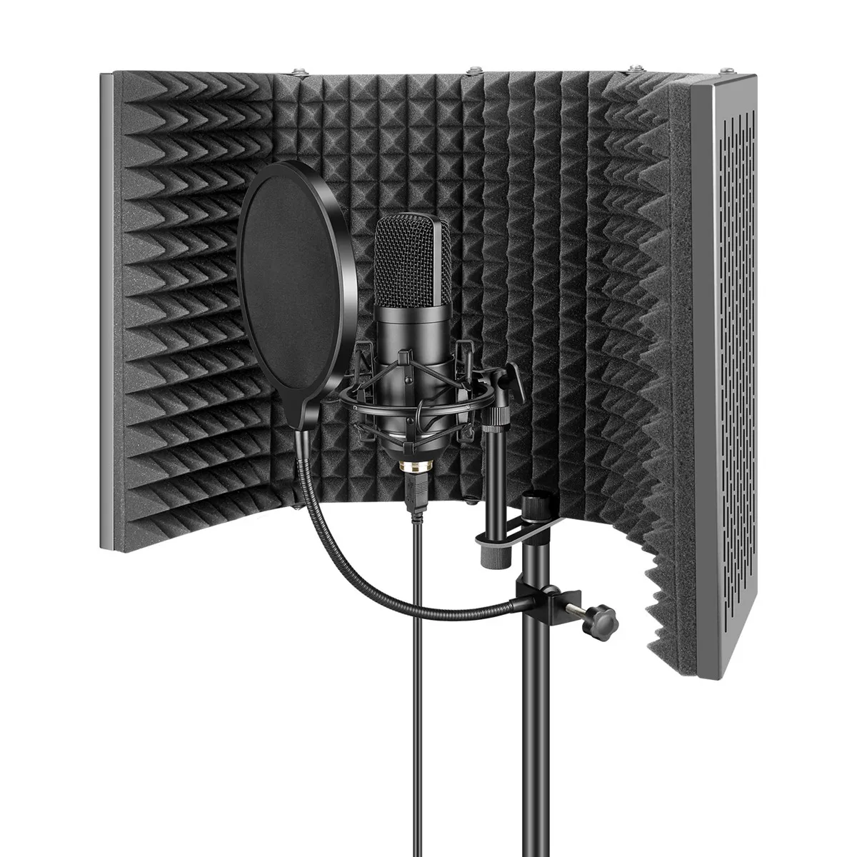 Foldable Microphone Isolation Shield Adjustable Durable Studio Recording Microphone Isolator Panel for Stand Mount or Table Top
Foldable Microphone Isolation Shield Adjustable Durable Studio Recording Microphone Isolator Panel for Stand Mount or Table Top