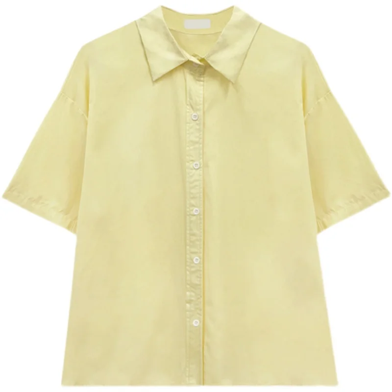 Women Basic Loose 100% Cotton Shirts Summer Turn-down Collar Office Ladies Short Sleeve Blouse Female Tops Solid Color 2021 New
Women Basic Loose 100% Cotton Shirts Summer Turn-down Collar Office Ladies Short Sleeve Blouse Female Tops Solid Color 2021 New