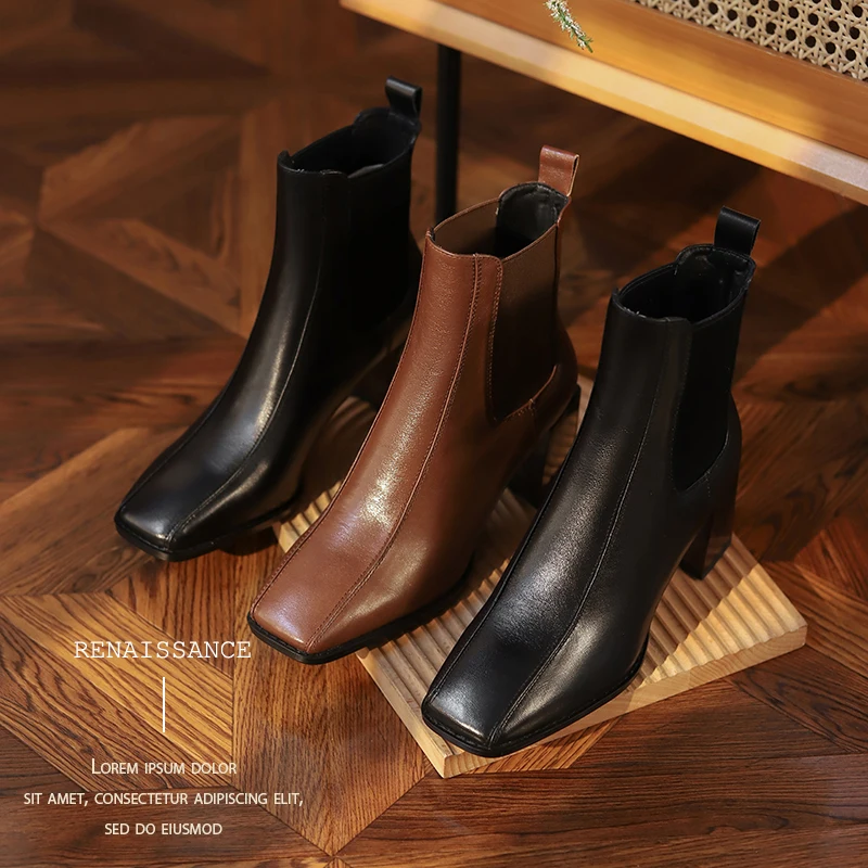 INS HOT Women ankle boots natural leather 22-24.5cm cowhide upper Fashion casual Square toe Chelsea boots 2 colors available
INS HOT Women ankle boots natural leather 22-24.5cm cowhide upper Fashion casual Square toe Chelsea boots 2 colors available