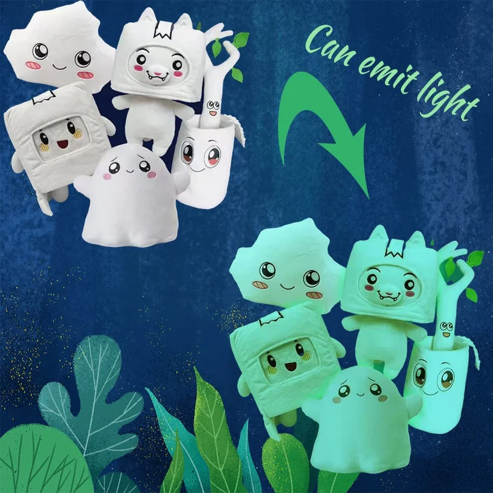 5 шт./лот светящаяся в темноте плюшевая игрушка Lankybox Plushie набор Boxy Foxy Rocky Sticky n' Canny Ghosty Мягкая кукла детский подарок на день рождения
5 шт./лот светящаяся в темноте плюшевая игрушка Lankybox Plushie набор Boxy Foxy Rocky Sticky n' Canny Ghosty Мягкая кукла детский подарок на день рождения