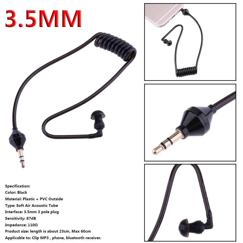 

Single Earphone Headset In Ear Anti-radiation Listening Air Tube Stereo Coiled Cables Mono Function Earpiece In Ear Headphone