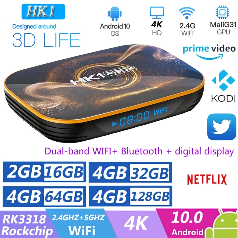 And roid 10.0 TV Box HK1 RBOX 4GB 64GB TVbox Smart TV BOX Quad-Core RK3318 4K 60fps USB3.0 Set top Box
And roid 10.0 TV Box HK1 RBOX 4GB 64GB TVbox Smart TV BOX Quad-Core RK3318 4K 60fps USB3.0 Set top Box