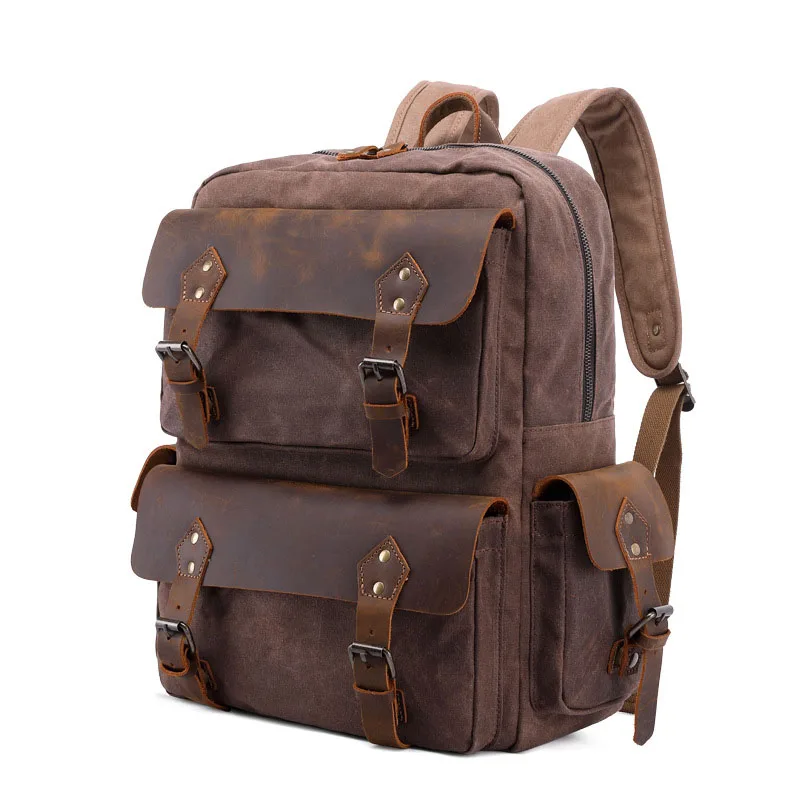 VZVATravel Backpack Retro Crazy Horse Leather Men's Oil Wax Canvas Bag Backpack Men's Waterproof Outdoor Computer Backpack
VZVATravel Backpack Retro Crazy Horse Leather Men's Oil Wax Canvas Bag Backpack Men's Waterproof Outdoor Computer Backpack
