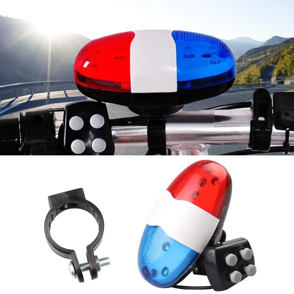 

Bicycle 6 Flashing LED 4 Sounds Police Siren Trumpet Horn Bell Bike Rear Light For Taillight Waterproof MTB Road Bike
