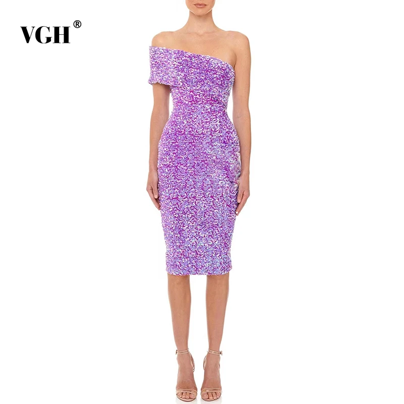 VGH Sexy Purple Patchwork Sequin Bodycon Dress Female Diagonal Collar Sleeveless High Waist Slim Midi Dresses For Women 2021 New
VGH Sexy Purple Patchwork Sequin Bodycon Dress Female Diagonal Collar Sleeveless High Waist Slim Midi Dresses For Women 2021 New