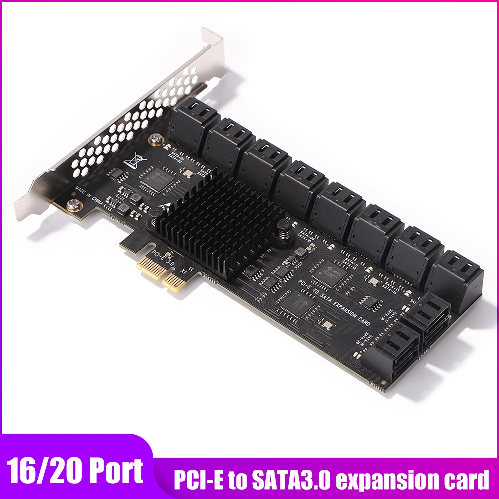 Плата расширения PCI-E X1 на SATA3.0, 16/20 портов, 6 Гбит/с, чип ASM 1064 + JMB575
Плата расширения PCI-E X1 на SATA3.0, 16/20 портов, 6 Гбит/с, чип ASM 1064 + JMB575