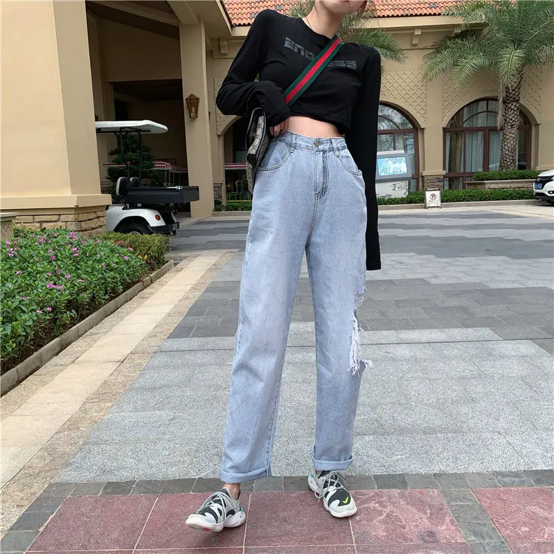 HziriP New High Waist Thin Hole Jeans Straight Feminine Chic Plus High Quality Brief Stylish Women Curl All Match Denim Trousers
HziriP New High Waist Thin Hole Jeans Straight Feminine Chic Plus High Quality Brief Stylish Women Curl All Match Denim Trousers