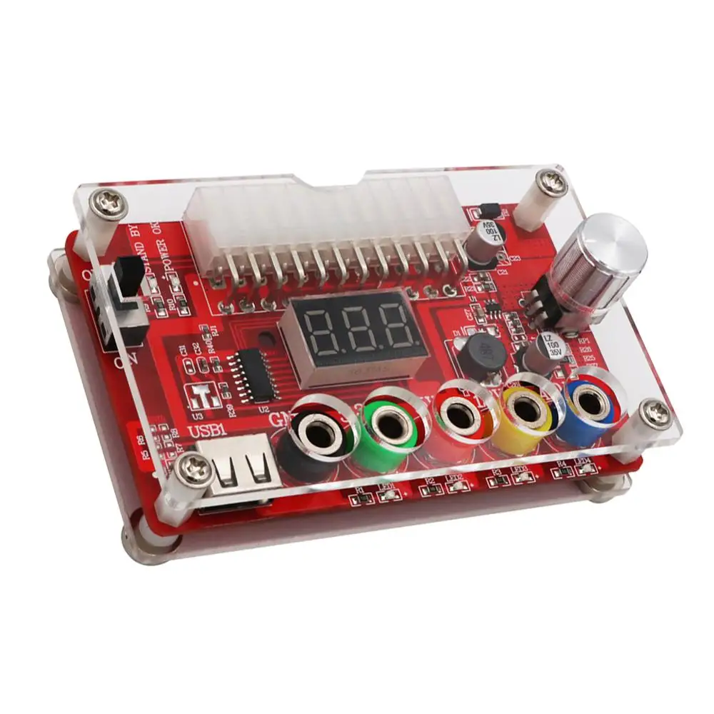 ATX Power Supply Breakout Board and Acrylic Case Kit with ADJ Adjustable Voltage Knob Supports 3.3V 5V 12V 1.8V-10.8V Output
ATX Power Supply Breakout Board and Acrylic Case Kit with ADJ Adjustable Voltage Knob Supports 3.3V 5V 12V 1.8V-10.8V Output