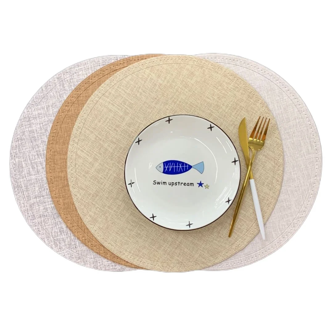 4/6pcs PU Placemats The New Waterproof and Oil-proof Solid Color Round PU Imitation Linen Placemat Place Mats for Dining Table
4/6pcs PU Placemats The New Waterproof and Oil-proof Solid Color Round PU Imitation Linen Placemat Place Mats for Dining Table