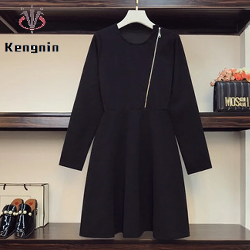 Loose Oversized 4XL Women's Dress Autumn Winter Black Dress Office Lady Work Vestidos Dresses Zipper Designer Dress Robe KE2052
Loose Oversized 4XL Women's Dress Autumn Winter Black Dress Office Lady Work Vestidos Dresses Zipper Designer Dress Robe KE2052