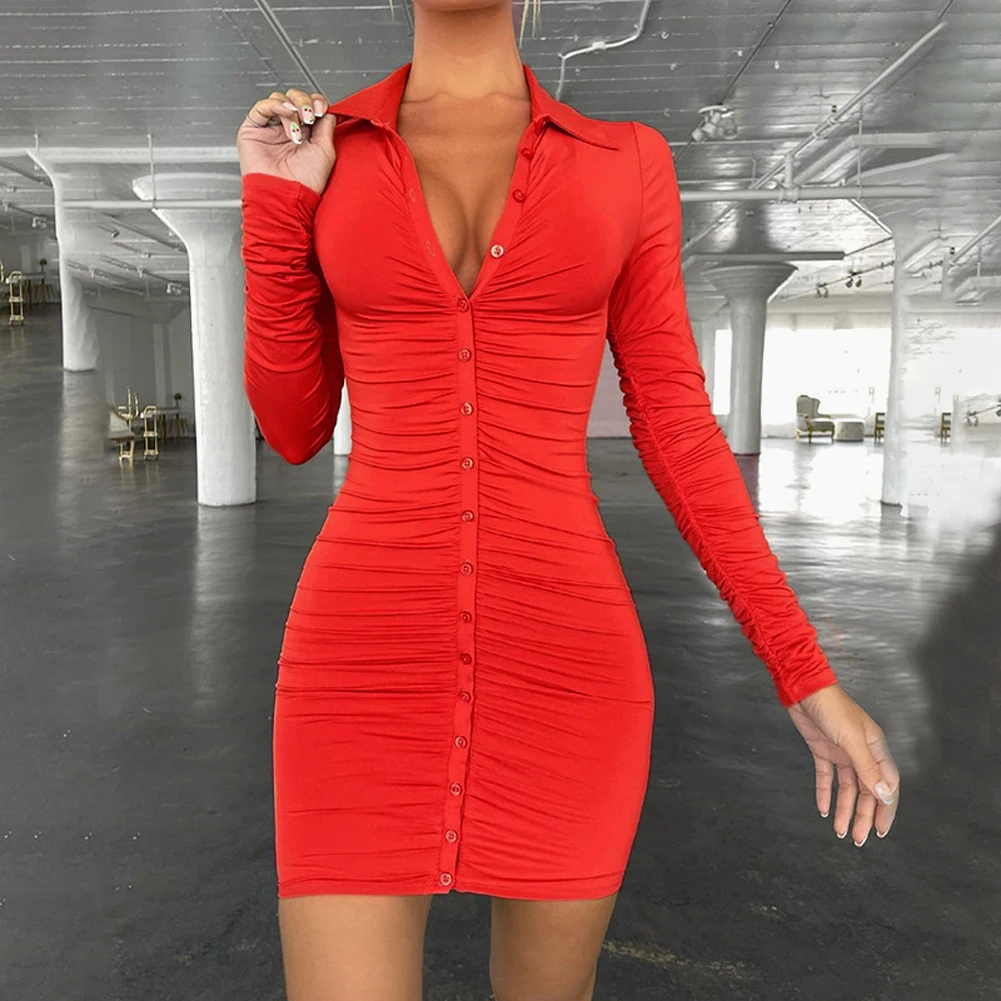 wsevypo Women's Long Sleeve Bodycon Mini Dress Office Lady Solid Color Button Down Wrap Ruched Shirt Dress for Autumn Spring
wsevypo Women's Long Sleeve Bodycon Mini Dress Office Lady Solid Color Button Down Wrap Ruched Shirt Dress for Autumn Spring