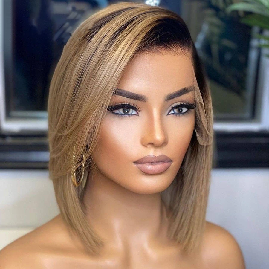 Ombre Highlight Ash Blond Short Cut Bob 13x4Lace Front Wig With Baby Hair Brazilian Human Remy Hair For Black Women Preplucked 
Ombre Highlight Ash Blond Short Cut Bob 13x4Lace Front Wig With Baby Hair Brazilian Human Remy Hair For Black Women Preplucked