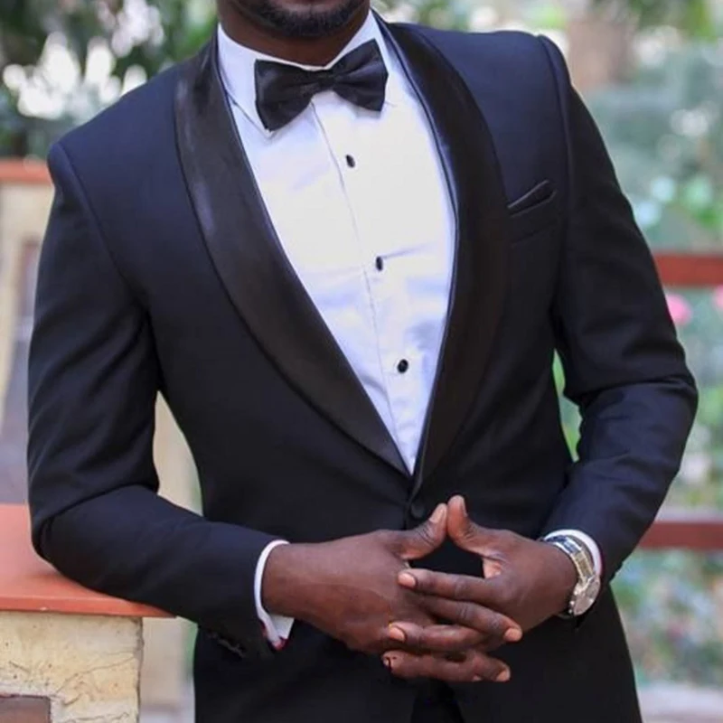 Custom Made Men Suits Navy Blue Groom Tuxedos Shawl Black Satin Lapel Groomsmen 2 Pieces Set ( Jacket + Pants + Bow Tie )
Custom Made Men Suits Navy Blue Groom Tuxedos Shawl Black Satin Lapel Groomsmen 2 Pieces Set ( Jacket + Pants + Bow Tie )