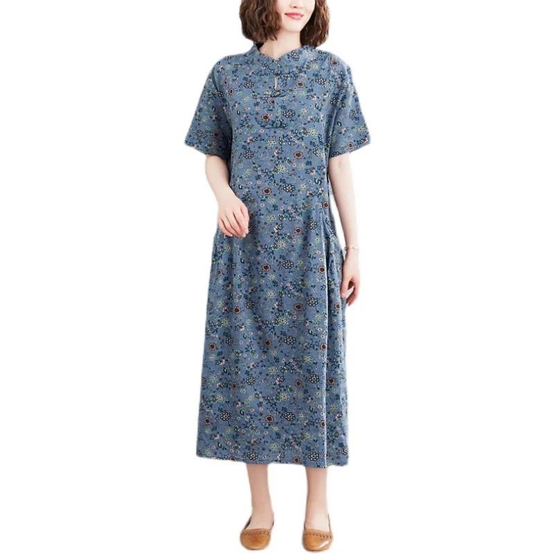 2021 Summer Women's Dress Vintage Print Cotton Linen Dress Casual Loose Short Sleeve Elegant Office Ladies Dresses
2021 Summer Women's Dress Vintage Print Cotton Linen Dress Casual Loose Short Sleeve Elegant Office Ladies Dresses
