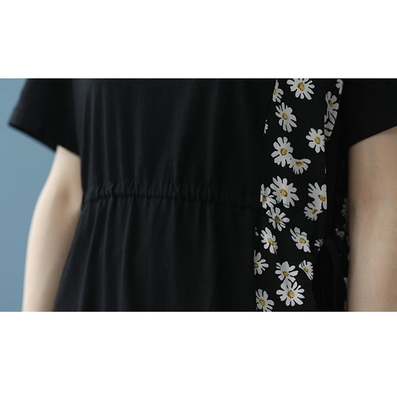 Summer Women's Patchwork Floral Knee-length Dress Elastic High Waist Loose Plus Size Short Sleeve O Neck Elegant Dress D13905X
Summer Women's Patchwork Floral Knee-length Dress Elastic High Waist Loose Plus Size Short Sleeve O Neck Elegant Dress D13905X