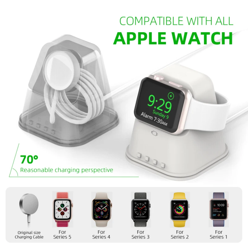 Держатель для часов Apple Watch Series 5 4 3 2 1 силиконовая подставка ночных домашняя