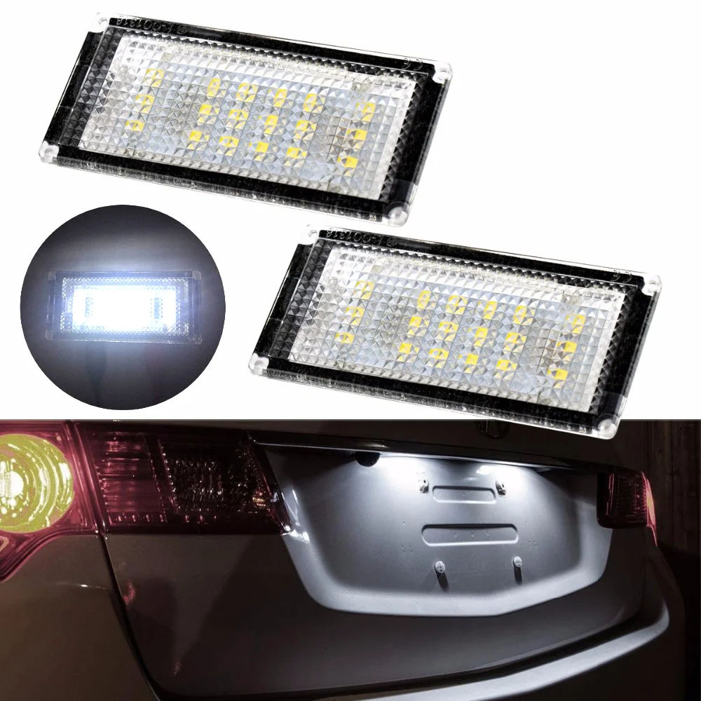 

2pcs 18 LED Car Rear Number License Plate White LED Light Lamp 3528-SMD LED 6500K 3W For BMW 3 Series E46 M3 2D