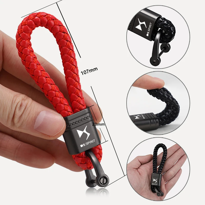 1Pcs High Quality Metal Leather Woven Car Logo Keychain For DS SPIRIT DS3 DS4 DS4S DS5 5LS DS6 DS7 WILD RUBIS DS-5import | Автомобили и