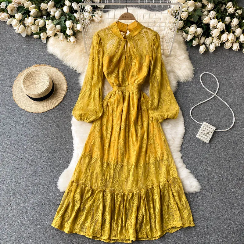 Lace dress female early autumn new yuan yuan elegant hook flower waist show thin bottom skirt large pleated skirt
Lace dress female early autumn new yuan yuan elegant hook flower waist show thin bottom skirt large pleated skirt