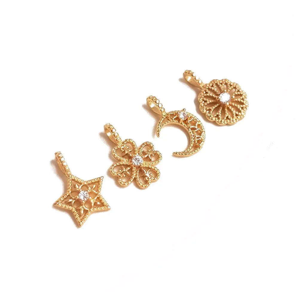 4PCS Star Moon Lucky Grass Flower Pendant 14k Gold Plated Inlaid with Zircon Charms for Jewelry Making DIY Copper Accessories
4PCS Star Moon Lucky Grass Flower Pendant 14k Gold Plated Inlaid with Zircon Charms for Jewelry Making DIY Copper Accessories