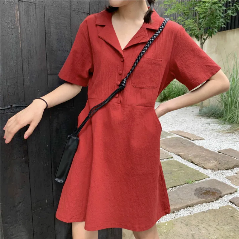 New Chic Red V Neck Short Sleeve A-Line Mini Dress Female Buttons High Waist Shirt Dress Summer Casual Short Dress
New Chic Red V Neck Short Sleeve A-Line Mini Dress Female Buttons High Waist Shirt Dress Summer Casual Short Dress
