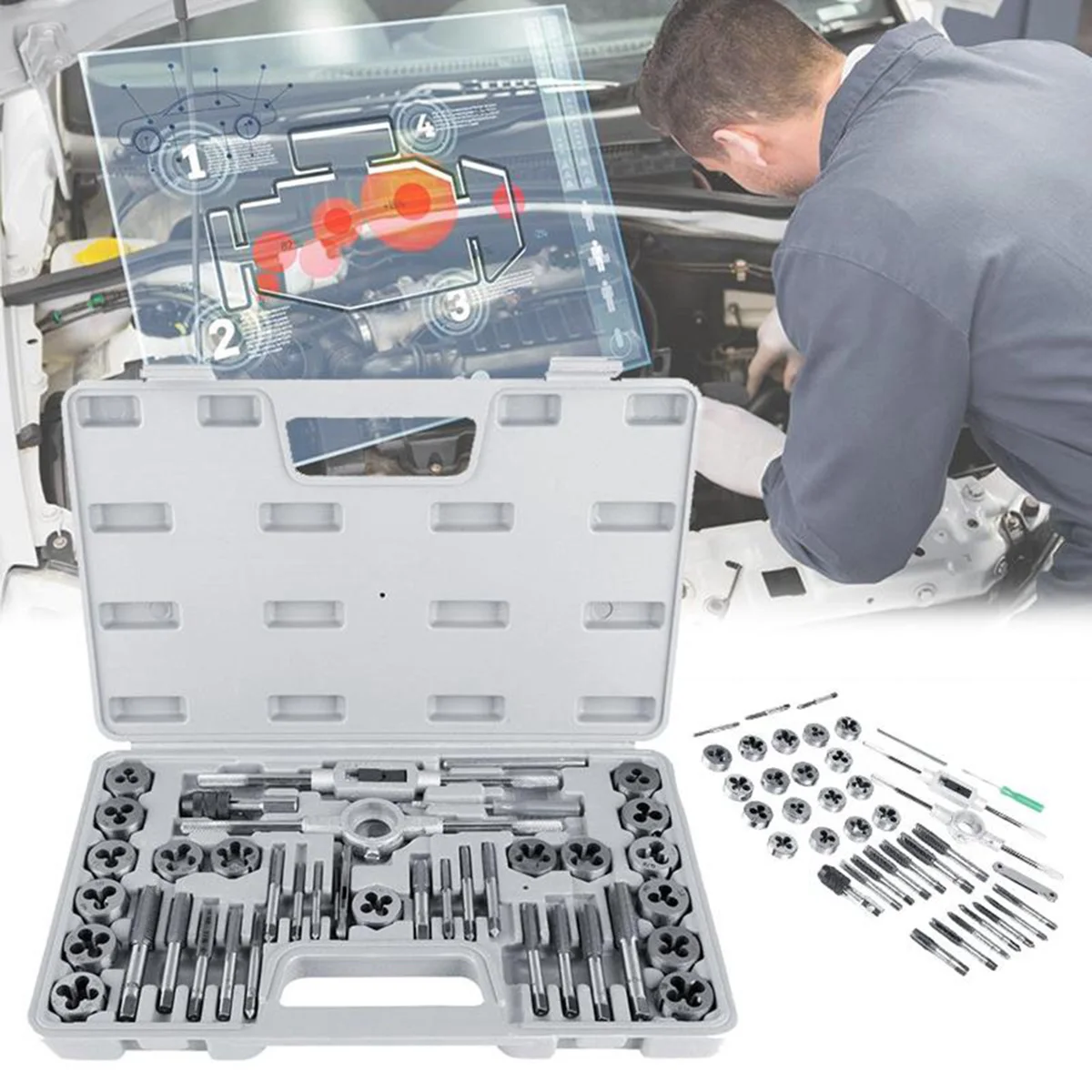 40Pcs M3-M12 Screw Nut Tap and Die Set with Wrenches and Thread Gauge Heavy Duty Hand Tools
40Pcs M3-M12 Screw Nut Tap and Die Set with Wrenches and Thread Gauge Heavy Duty Hand Tools